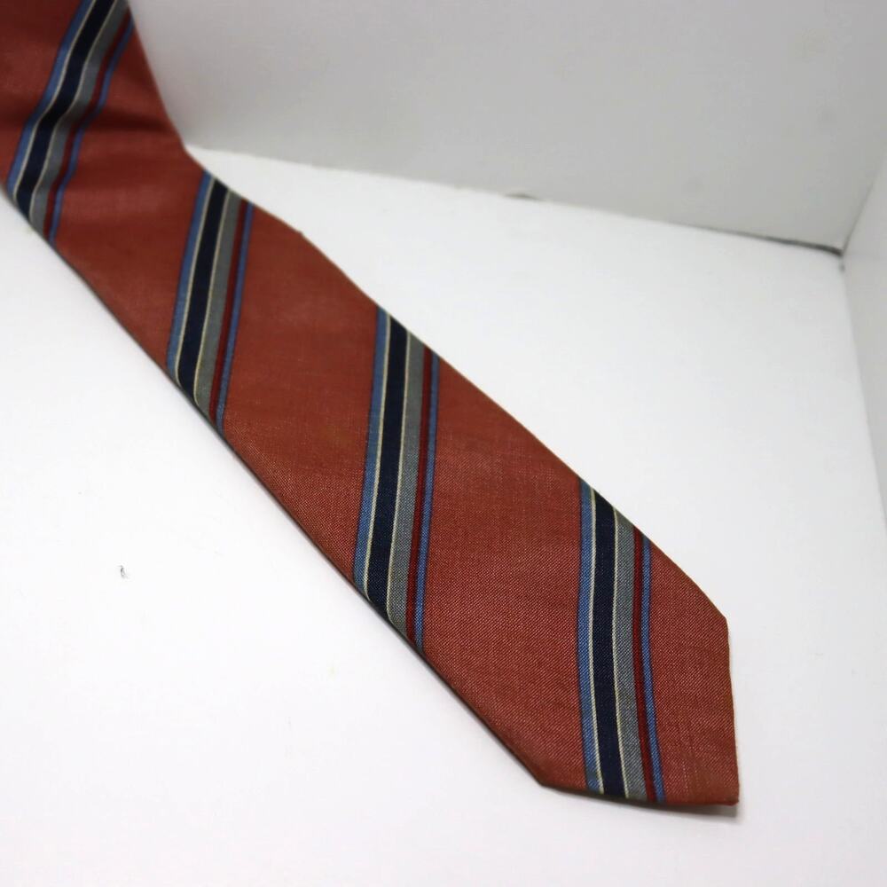 Oscar de la Renta Vintage Skinny Silk Necktie Pink Stripe 2.5” Wide‎